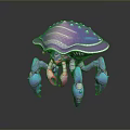 Game and Movie Character 3D Model With Vibrant Purple Blue Shell Top And Clawed Legs