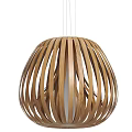 Modern Wooden Striped Spherical Chandelier With Natural Light Hanging Design