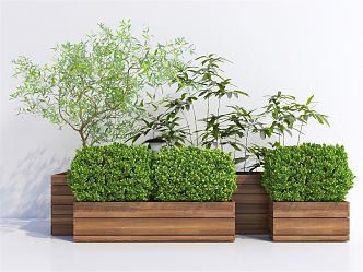 Modern flower box flower bed tree pool green plant shrub road flower bed flower pool plant potted landscape flower bed flower box combination 3d model