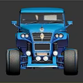 Blue Vintage Toy Car With Large Wheels And Retro Body Design