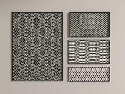 Grid Patterned Metal Railings with Four Different Sizes and Black Frame Modern Design 3d model