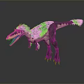 Realistic Velociraptor Dinosaur 3D Model With Yellow Black Stripes Orange Tail Tip And Open Mouth