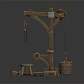 Wooden Sports Training Equipment With Catapult Structure Stones And Red Component