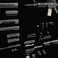 Detailed Modern Tactical Rifles With Barrel Magazine Stock Grip And Accessories