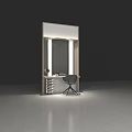 Modern Dressing Table with Lighted Mirror Drawer Cabinet and Black Chair