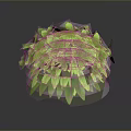 Decorative Green Plant with Lush Layered Leaves in Spherical Shape and Shiny Foliage