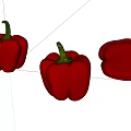 Vibrant Fresh Red Bell Peppers Three Ripe Vegetables On White Background