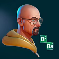 3D Character Wearing Yellow Hoodie Glasses And Beard With Bromine Element Symbols
