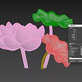 Art Installation Centered On Pink Lotus Flower With Surrounding Green Lotus Leaves