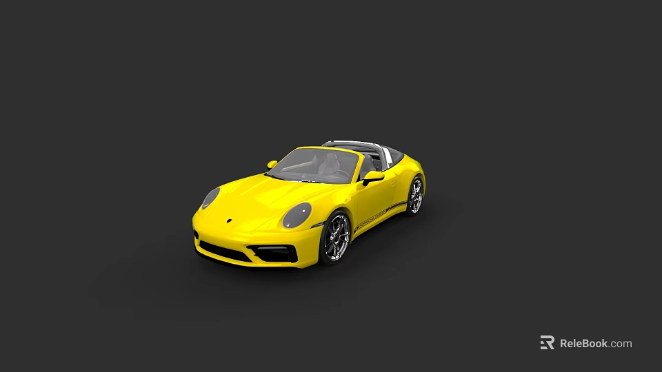 Yellow Convertible Sports Car With Sleek Design And Black Alloy Wheels 3d model 