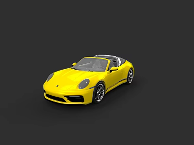 Yellow Convertible Sports Car With Sleek Design And Black Alloy Wheels 3d model