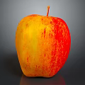 Fresh Red and Yellow Apple on Dark Glossy Surface with Vibrant Colors