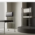 Modern Leisure Chairs Design With Metal Frame Black And Beige Upholstery In Minimalist Interior