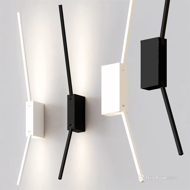Modern Wall Lamps With Black And White Design And Long Slim Arms 3d model 
