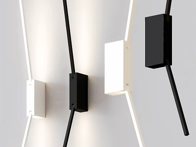Modern Wall Lamps With Black And White Design And Long Slim Arms 3d model