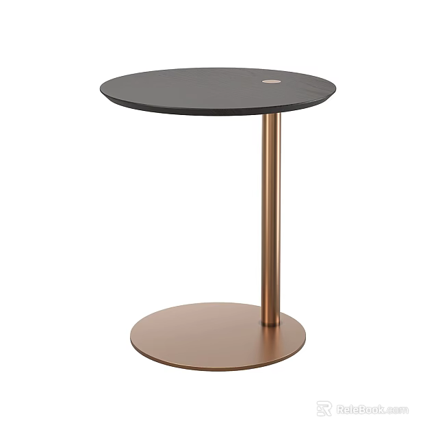 Modern Round Coffee Table With Black Tabletop And Copper Base Design 3d model