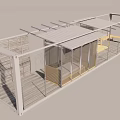 Modular Container Building With Open Design Wooden Deck And Outdoor Seating Area 3d model
