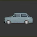 Light Blue Vintage Small Car With Classic Design Rounded Body And Round Headlights