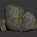 Natural Stone Rocks With Green Moss And Textured Surfaces
