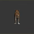 Stunning Leopard with Orange Black Spotted Fur Standing with Reflection on Dark Smooth Surface 3d model