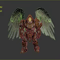 Angelic Warrior Character With Golden Armor And Large White Wings