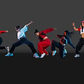 Group of Women Dancing in Sportswear on Dark Background with Reflective Floor