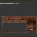 Wooden Desk With Colorful Patterned Top Drawers And Floating Wall Shelf