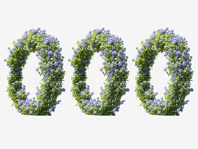 Three Beautiful Floral Wreaths Made With Green Leaves And Purple Flowers For Decorative 3d model
