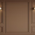 Elegant Brown Bed Background Wall With Decorative Paneling And Wall Sconces 3d model