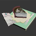 Delicious Layered Cream Cake With Fork On Design Paper Background