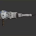 Old Worn Electric Angle Grinder With Striped Handle And Metal Body