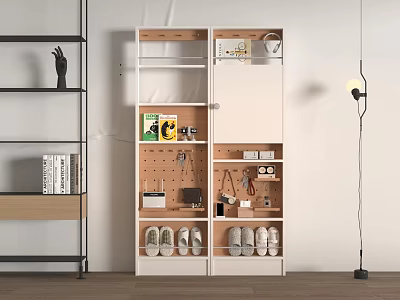 Modern Home Shoe Cabinet With Storage Compartments Shelves And Shoes Accessories 3d model
