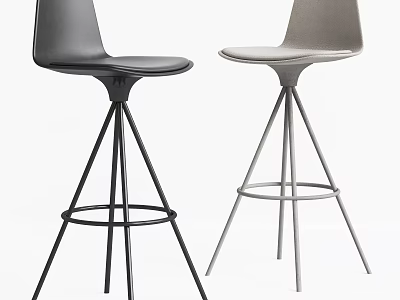 Modern Black And Gray Bar Stools With Metal Legs And Minimalist Design 3d model