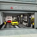 Professional 4S Car Dealership Showroom With Red And Yellow Display Vehicles