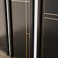 Modern Black Hinged Doors Featuring Gold Geometric Lines And Decorative Patterns For Interior Design 3d model