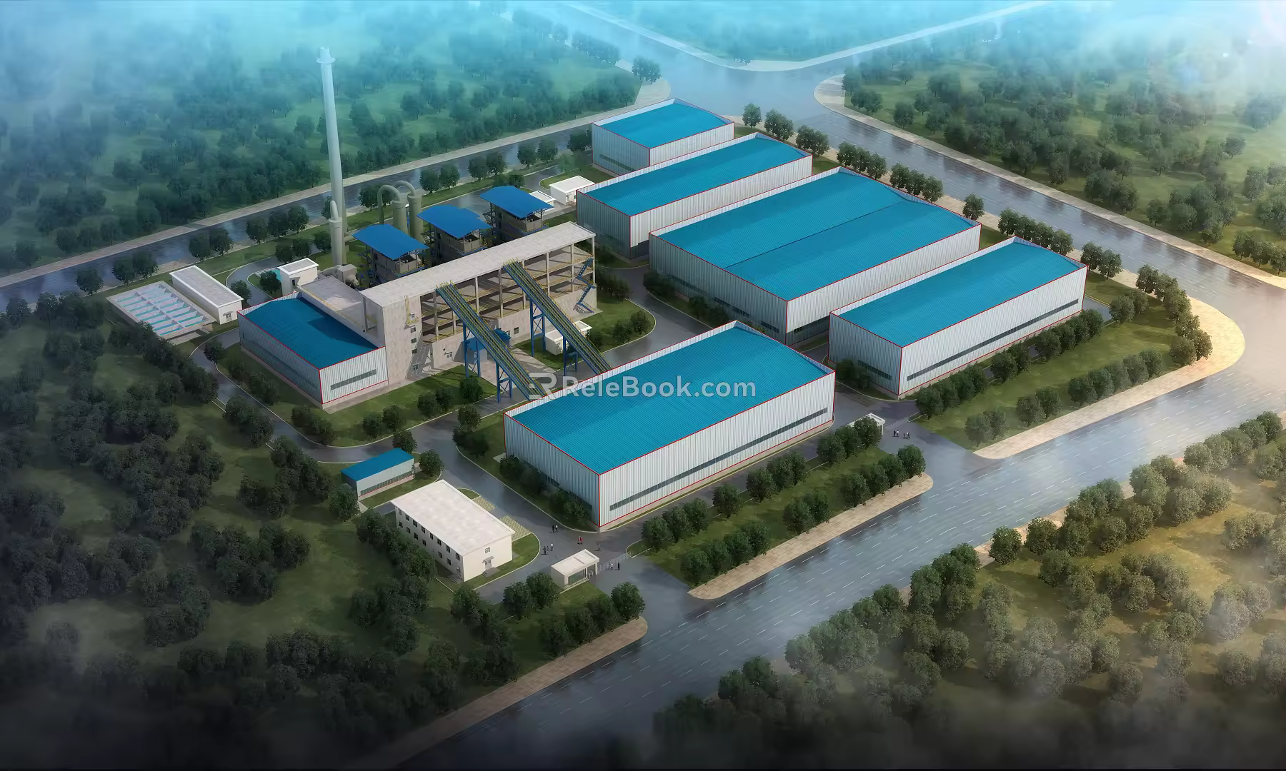Modern Plant Boiler Plant 3d model