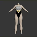 Fashionable Bodysuit In Silver Gold Black Design Displayed On Mannequin