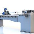 Automated Industrial Processing Equipment With Blue Control Components And Conveyor Workbench