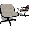 Modern Office Chairs With Padded Seats Armrests Swivel Wheels And Light Gray Dark Brown Upholstery