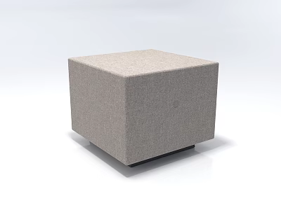 Simple Modern Light Gray Fabric Cube Ottoman With Black Base Legs 3d model