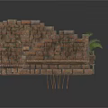 Modern Decorative Stone Structure With Stacked Brick Walls Steps And Green Plants