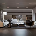 Modern Living Room Interior With Sofa Coffee Table TV Lighting And Bookshelf