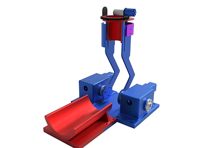 Mechanical Device With Blue Base Red Sliding Component And Support Structure 3d model