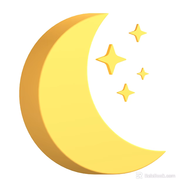 Scenic Night Sky Landscape With Bright Crescent Moon And Shining Stars 3d model 
