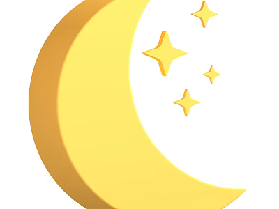 Scenic Night Sky Landscape With Bright Crescent Moon And Shining Stars 3d model