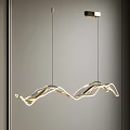 Modern Illuminated Wave Shaped Chandelier With Sleek Golden Curves For Interior Decor
