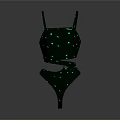 Green Bikini Swimsuit With White Polka Dots Fashionable Summer Style Design