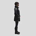 Game Or Movie Character Wearing Dark Blue Vest And Boots