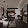 Modern Hotel Room Interior Featuring Comfortable Bed Sofa Coffee Table And Decorative Art