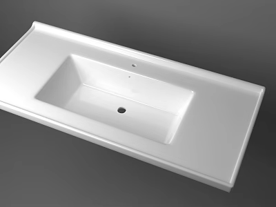 Modern White Rectangular Countertop Washbasin With Smooth Surface And Sleek Design 3d model